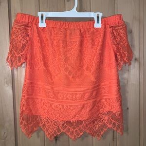 Orange Off the Shoulder Top